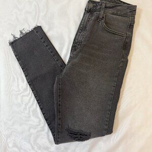 Forever21 Premium High-Waisted Skinny Jeans-Distressed Gray/Black Womens Size 30
